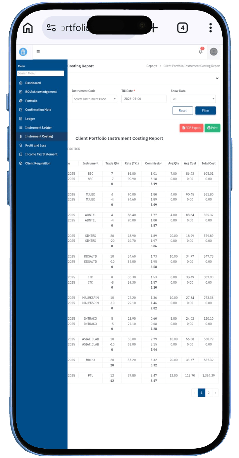 Trading app top view